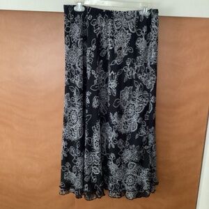 Vtg Briggs New York Skirt Black White Floral Ruffle Layers 90’s Y2K